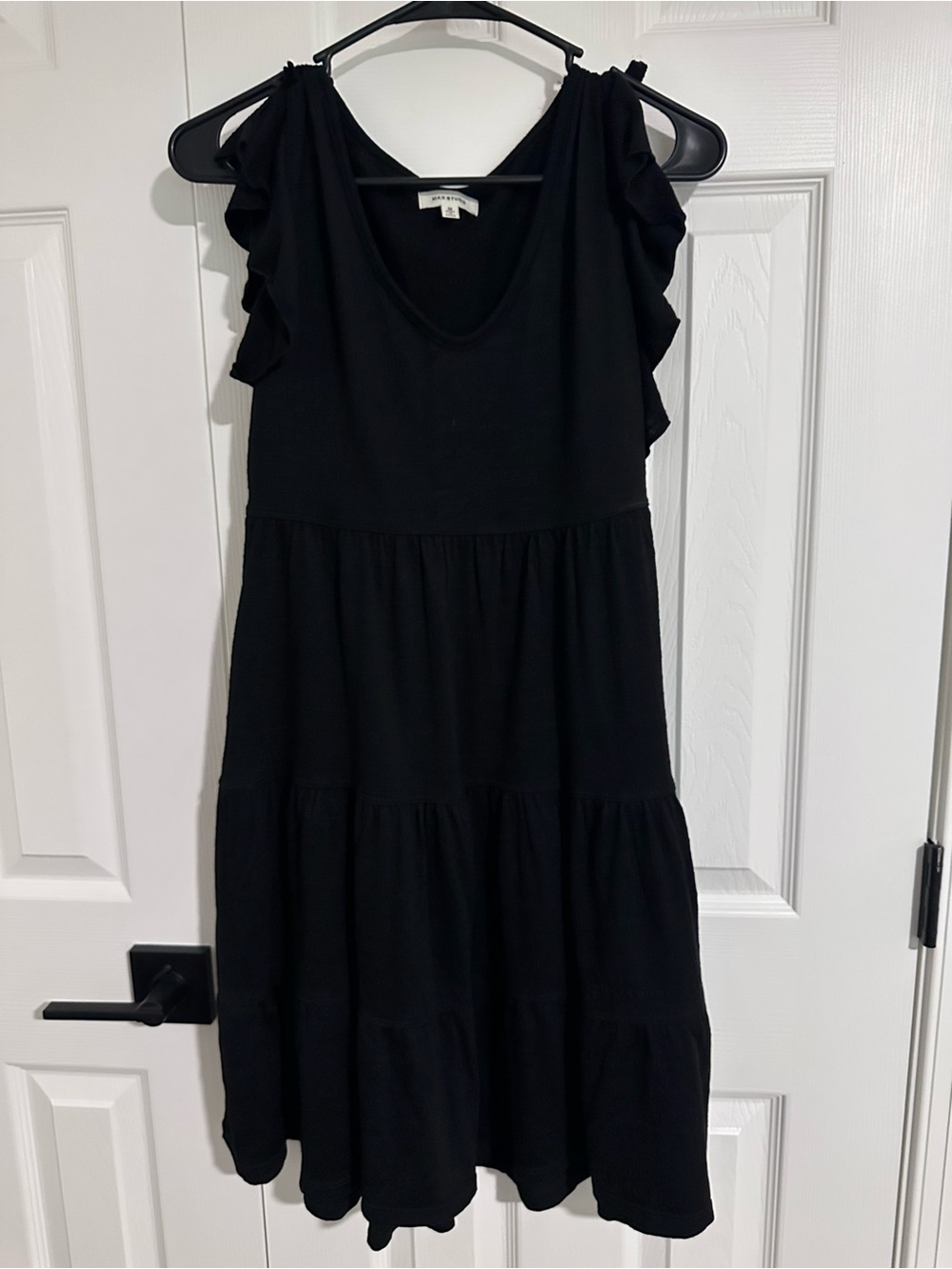 Max Studio Black Ruffle-Sleeve Midi Dress